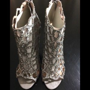 Silver embellished with crystals high heel sandals Zigi Soho